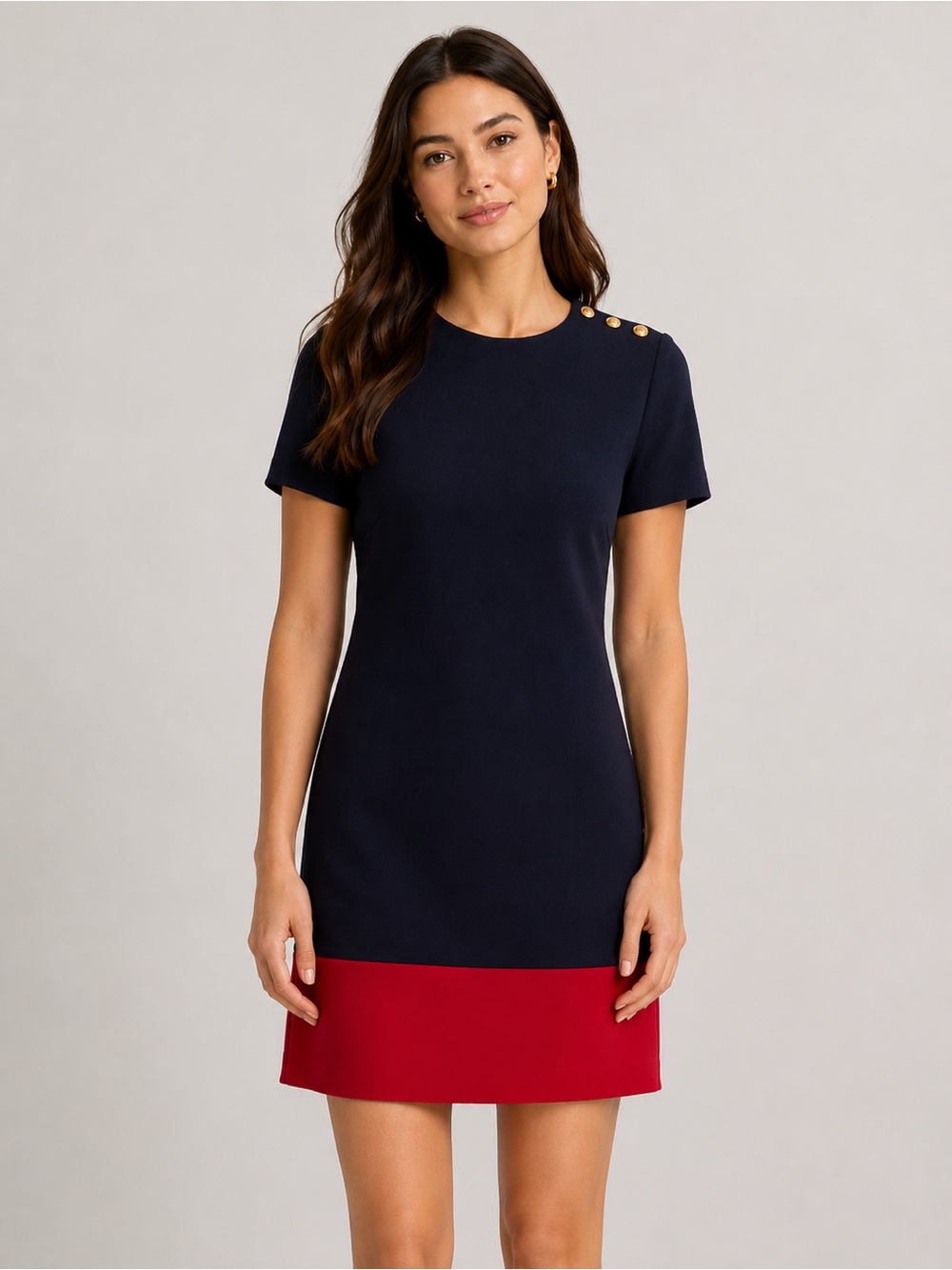 LAUREN RALPH LAUREN Kusmae Navy Red Colorblock Shift Dress NWT Size 6